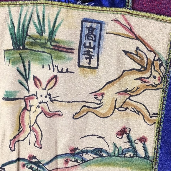 Hand painted vintage Celia Forrester patchwork bunny jacket L - Picture 9 of 12